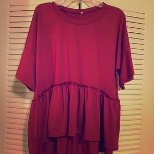 Oxblood colored tier blouse